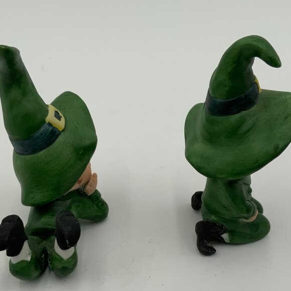 Vintage Leprechaun Elf Set of 2 Made in Taiwan Figures Rare Shelf Home Decor - Picture 6 of 7